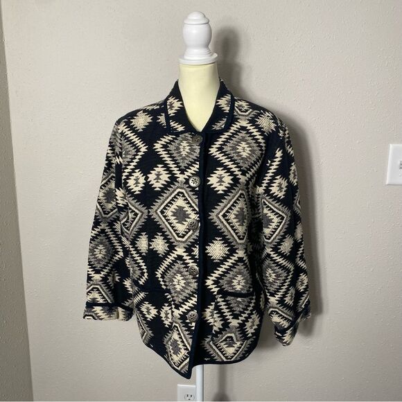 Vintage Jane Ashley Aztec Southwestern Button Front Tapestry Jacket Women's L - Picture 3 of 16